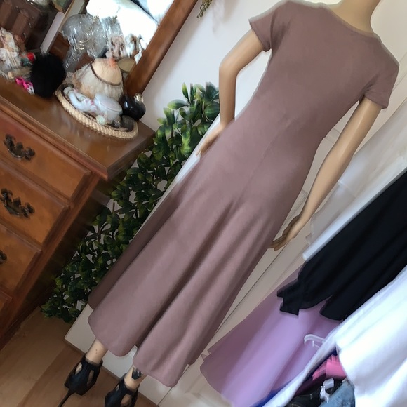 Vtg 80's 90's Jeffrey Rogers cap slv fit flare scoop neck maxi t-shirt dress M - Picture 12 of 16